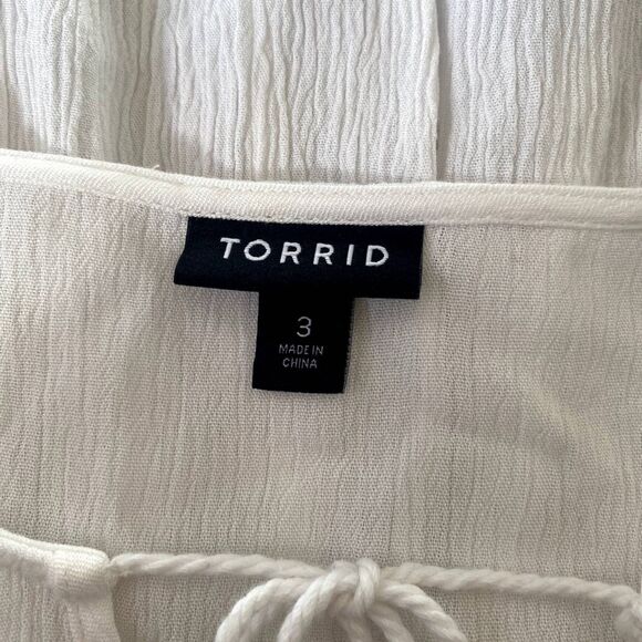 Torrid Ivory White Gauze Crochet Trim Mini Dress Swim Cover Plus Size 3X - Picture 6 of 7